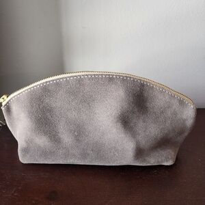 Portland Leather Goods Gray Suede Zipper Pouch (large Eclipse)